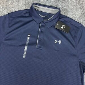 Under Armour Men's UA Tech Polo Performance Golf Shirt Navy Loose Fit Size L NWT